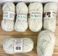 Lot of Lion Brand Molaine 3-Ply Mohair Look Yarn Italy Off White Egg Shell