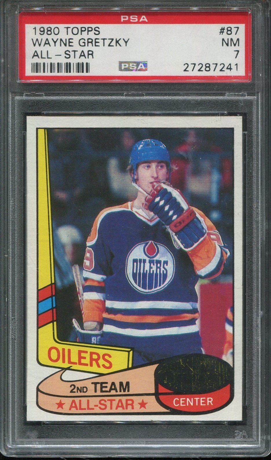 1980 Topps Hockey #87 Wayne Gretzky All Star psa 7 Nm HOF 2nd Year
