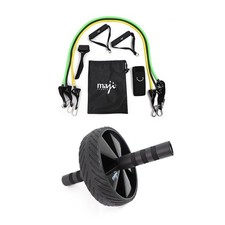 AB Roller Wheel Kit - Resistance Bands - Home Gym Abdominal Workout Equipment