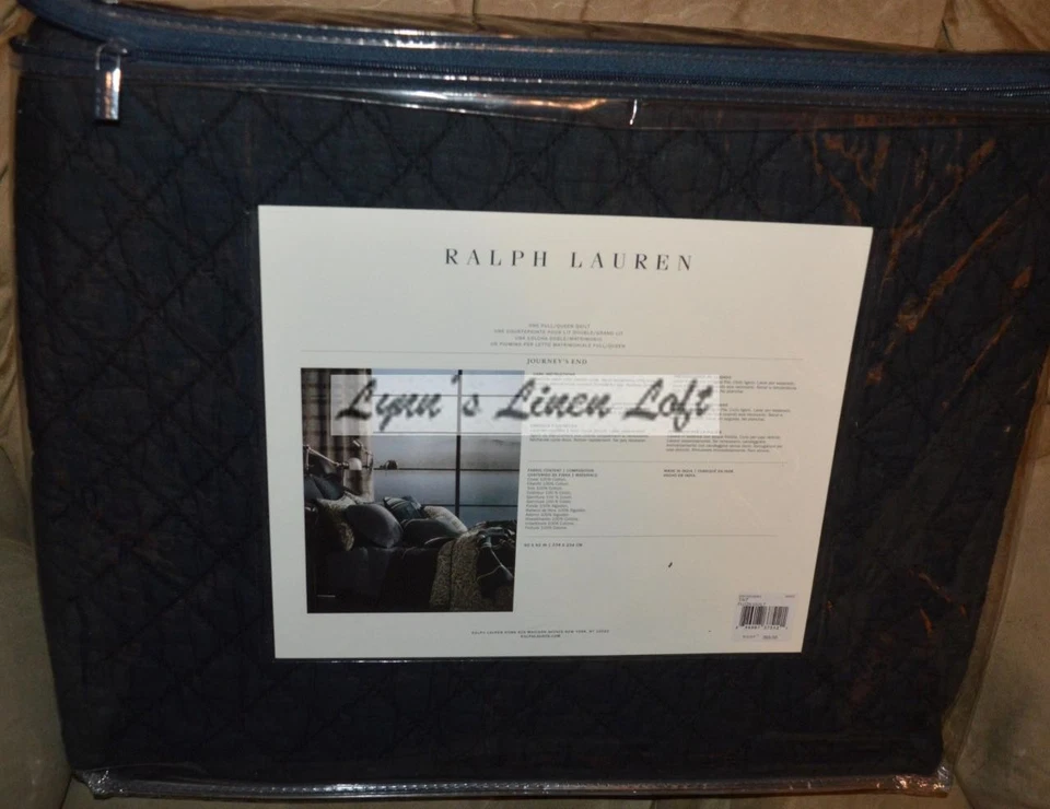 RALPH LAUREN Journey's End Tait COLCHA COMPLETA/QUEEN AZUL MARINO $355 NUEVO Foto 4 de 4