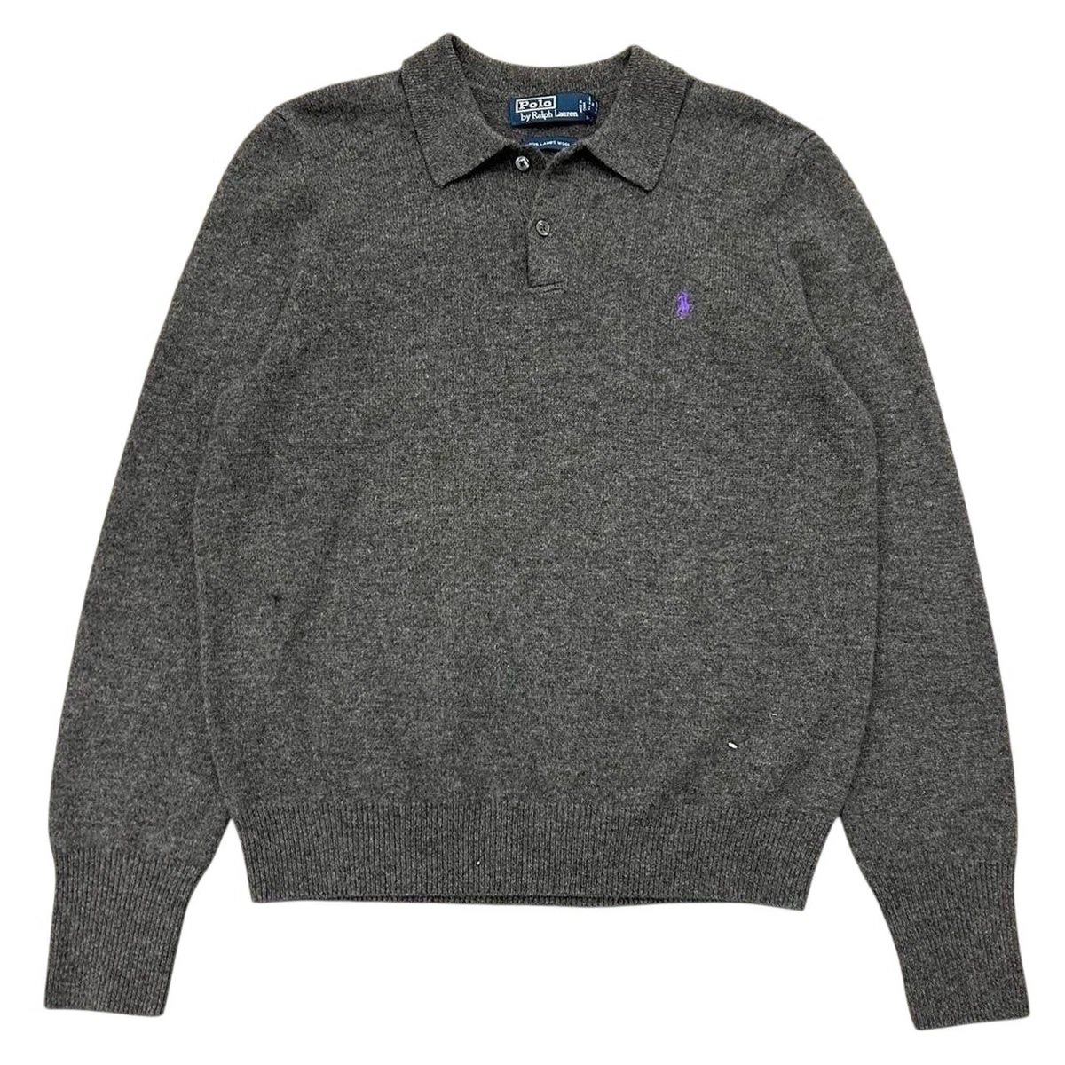 希少90s Polo by Ralph Lauren ウールジャケット グレー Polo Ralph Lauren Vintage 90S Grey Knited Basic Zip Sweater Hoodie