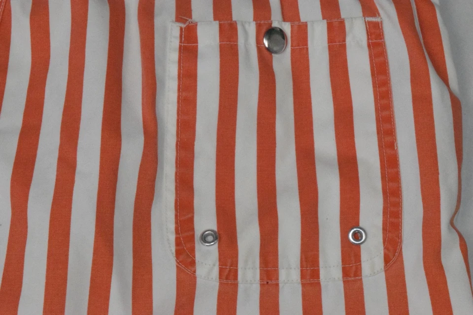 Bañador Vintage Priority Hombre Talla M/L Años 80 Rojo Pálido Naranja Playa Rayas Foto 3 de 4