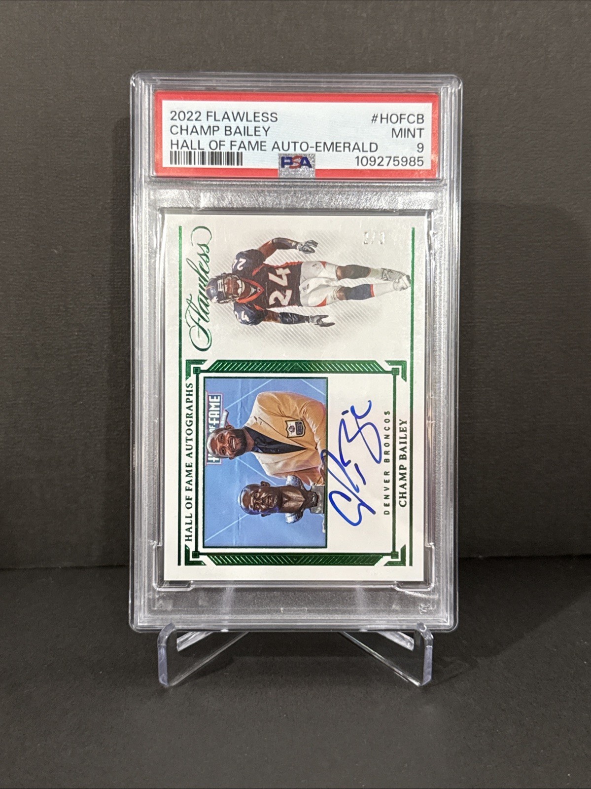 2022 Flawless Champ Bailey Hall Of Fame Auto Emerald  2/3