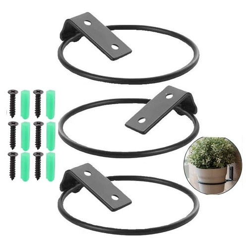 6 Inch Flower Pot Ring Holder,3 Pack Foldable Iron Flower Plant Hanger Wall