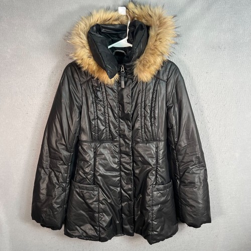Mackage Womens Size XS Black Faux Fur Trim Hooded Down Jacket