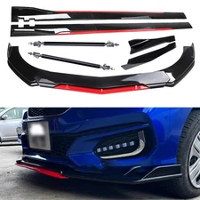 Front Bumper Lip Splitter Spoiler Gloss Black Red For Honda Fit 2006-20 Body Kit
