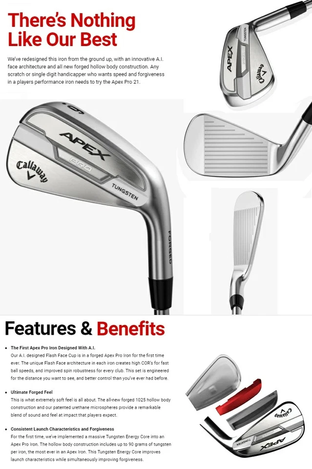 Callaway Apex Pro 21 Iron set 5-pw / Aerotech Steelfiber i110cw X - Image 2 of 3