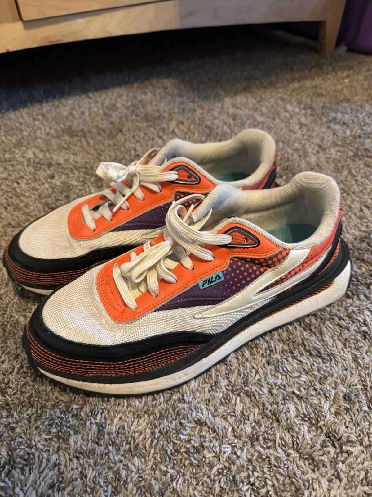 Fila x Kiko Kostadinov orange and white sneakers #FilaCollab Size 10