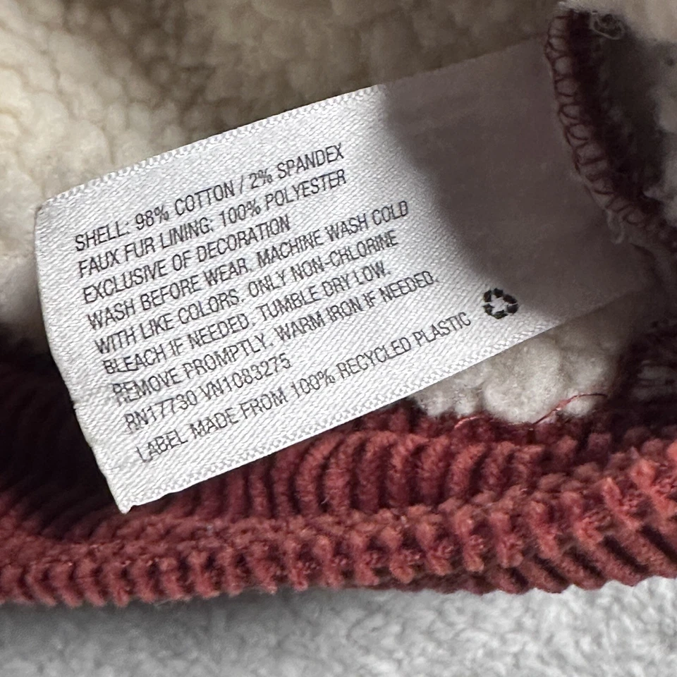 Jaqueta caminhoneiro Cat Jack meninas veludo Sherpa forrada ferrugem vermelha tamanho L 10 12 - Imagem 4 de 4