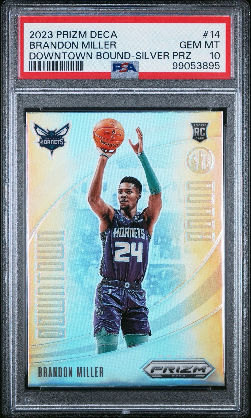 Brandon Miller 2023-24 Panini Prizm Deca Downtown Bound Silver Rookie PSA 10 GEM