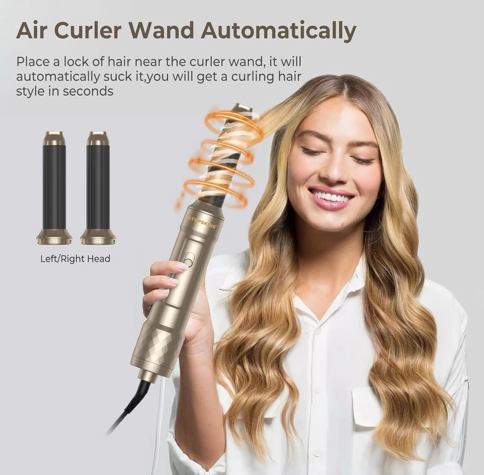 6 In 1 Hair Dryer Brush Hot Air Curler Straightener Quick Dry High Speed Salon - Image 3 of 4