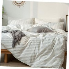 Striped Duvet King 104"x90" Wide Stripes - White/ Dark Grey No Comforter 