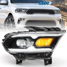 Black For Dodge Durango 2021-2024 LED DRL Headlight W/ Halogen Signal Passenger