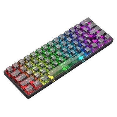 XUNFOX K30 Pro Three Modes Transparent Mechanical Keyboard White Axis 61 Keys
