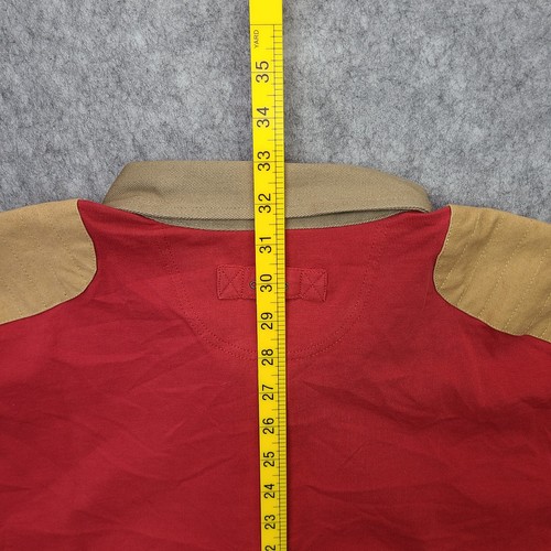 Vintage Orvis Rugby Polo Shirt Mens XL Red Shoulder Patches Side Slit Preppy - Picture 6 of 8