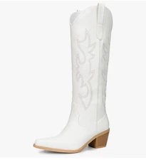 Pasuot Western Cowboy Boots for Women - Knee High Wide Calf size 8.5