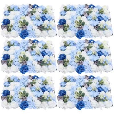 23.6 In. X 15.7 In. Blue Artificial Hydrangea Rose Flower Wall Panel Backdrop De