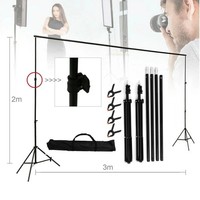 Fotostudio Hintergrundsystem StäNder Kit 2X3M Verstellbar Mit Klemmen + 4 Clips