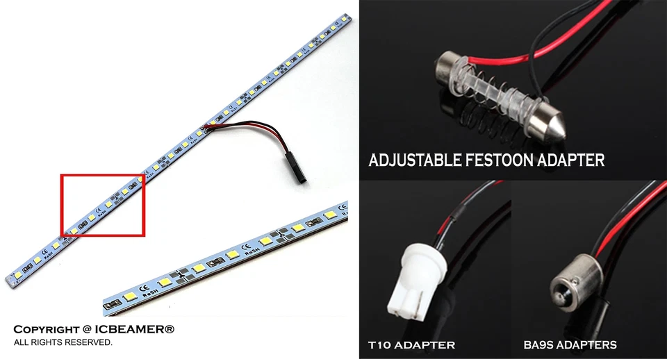 Púrpura 12" Potente Tira de Luz LED Interior Baúl Área de Carga Iluminación 45J Foto 2 de 4