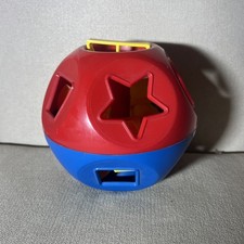 Tupperware Shape-O-Ball Shape Sorter Toy Red Blue Yellow Numbers  Letters Theme