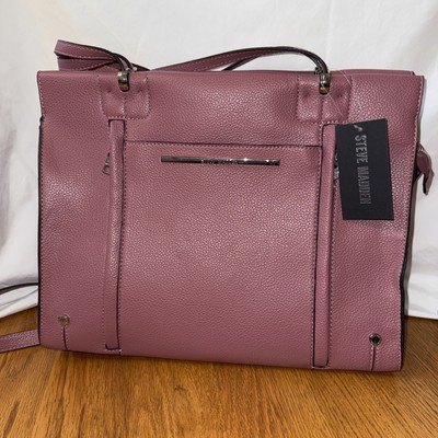 STEVE MADDEN Large MAUVE Tote Handbag SILVER Zipper Accents Silver Hardware