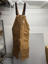 Carhartt Bib Overalls Brown Cold Weather R03 Lined Insulated Men 42x30 U.S.A.