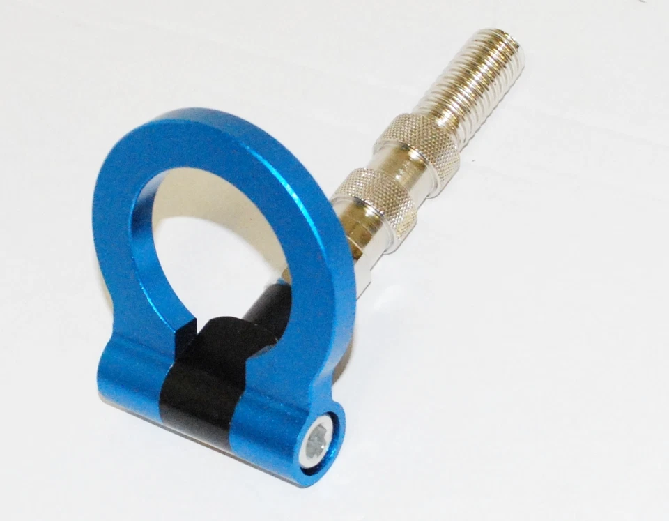 Gancho de remolque de aluminio con tornillo delantero VWGolf GTi Bora Jetta Passat MkIV MkV AZUL Foto 3 de 4