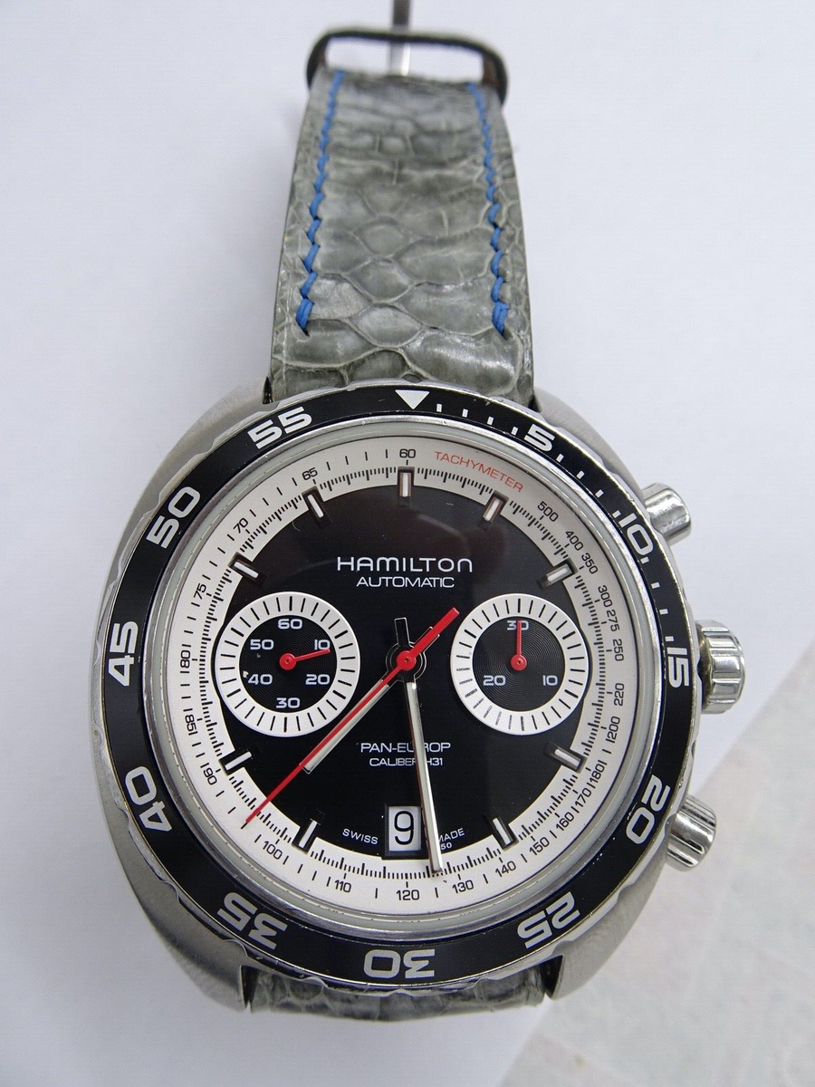 [入手困難]Hamiltonハミルトン パンユーロ H357560 HAMILTON Pan Euro H357560 Chronograph black Dial Automatic Men's