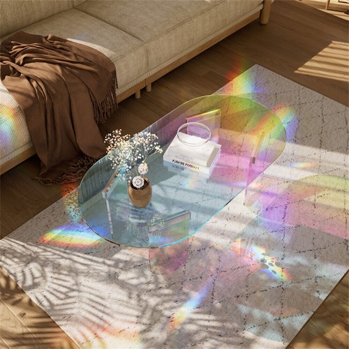 Artloge Acrylic Coffee Table Clear Accent Table Art Furniture Rainbow Home Decor - Picture 5 of 9