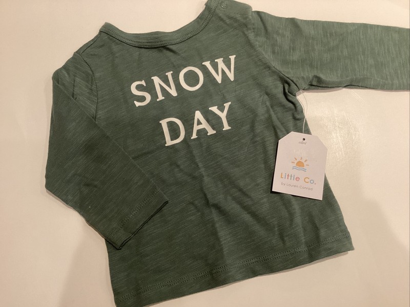 Little Co by Lauren Conrad green long sleeve Snow Day tshirt NWT size 6 mos