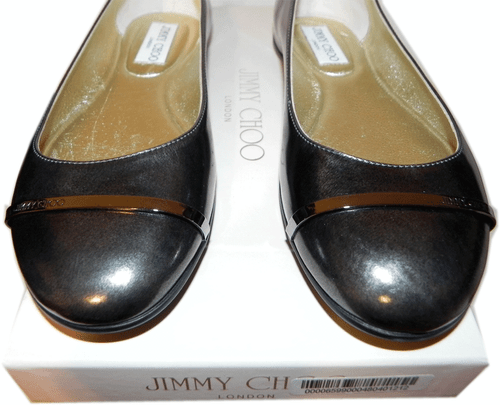 Jimmy Choo Flats Wicker Cap Toe Ballerina Shoes Anthracite Ballets 37 - Picture 3 of 11