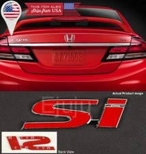 4.3 X 1 Metal Red Si Emblem Decal Sticker Badge For All Civic Trunk Fender Lip