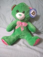 New 12in Plush Green Teddy Bear w/Rainbow Stars