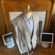 Jos. A. Bank Men 44 L Sport Coat Jacket Plaid Silk Single Breasted 3 Button A27