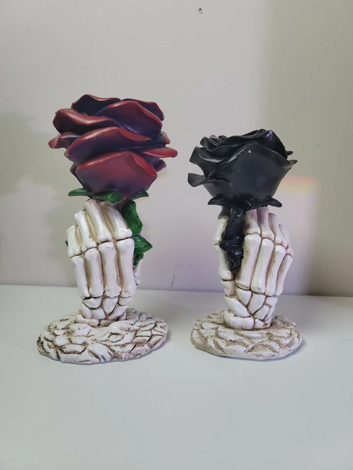 🎃💀YANKEE CANDLE 2021 PHANTASMAGORIA NEGRO+ROSA ROJA ESQUELETO CANDELABRO DE MANO Foto 3 de 4