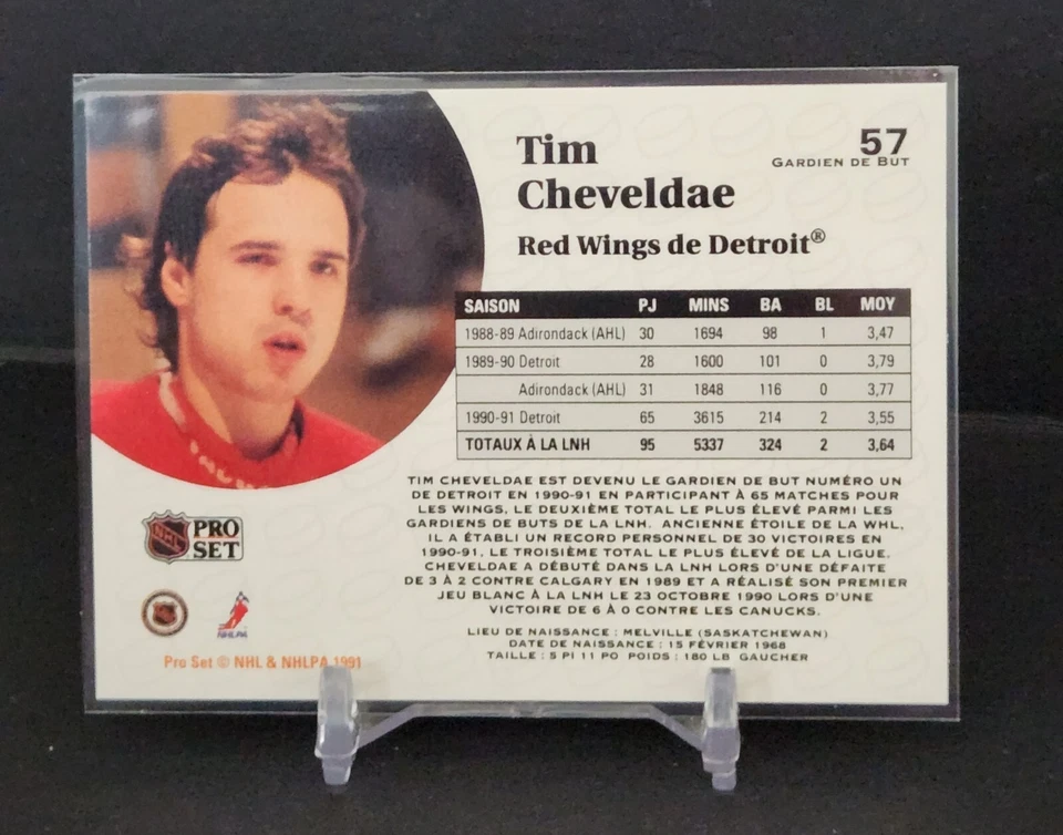 Tim Cheveldae 1991-92 Pro Set  #57 - Image 2 of 2