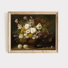 Vintage Flower Decor - Instant Download Printable Wall Art Antique Painting