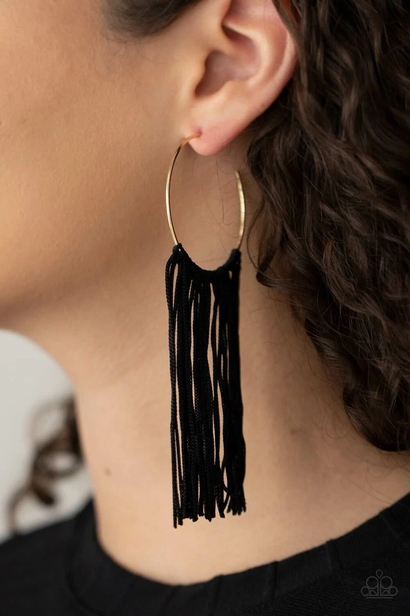 Paparazzi black sales fringe earrings
