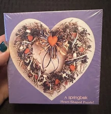 VINTAGE Springbok "A GARLAND FOR THE HEART" Hallmark 8" Heart-Shaped MINI Puzzle