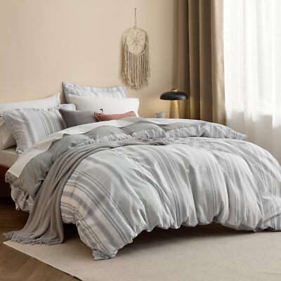 Twin Duvet Cover Kids - Reversible Striped Duvet Cover Set with Zipper Closure