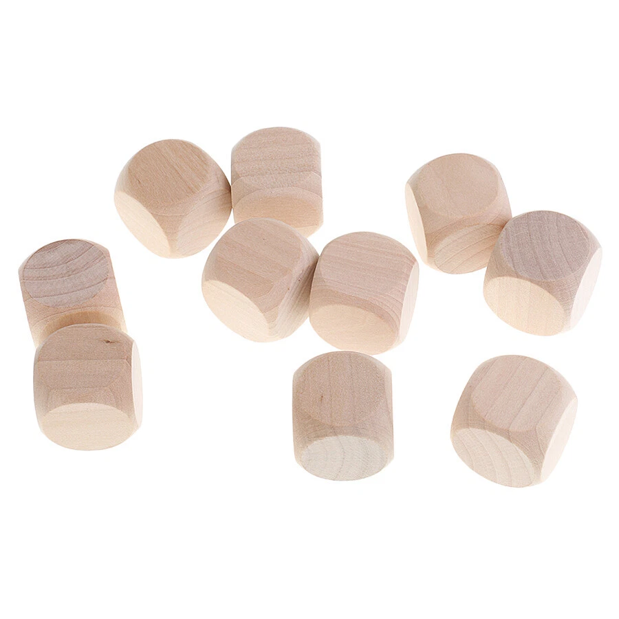 10mm-60mm Wooden Dice Wood Plain Blank Cube Dice Unpainted Six Sided For RPG DIY - Image 3 of 4
