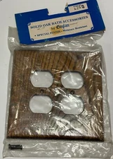 Vintage NOS Solid Oak Outlet Covers Switch Plates Wooden 2 Duplex Outlet Cottage