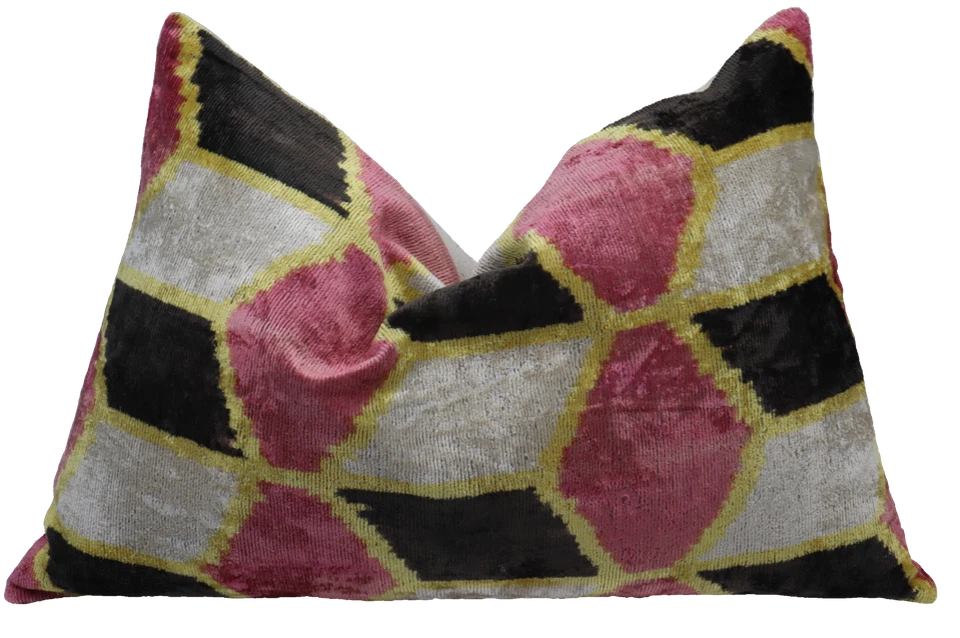 Handmade Rectangle Velvet Feather Geometric Throw Pillow 16 x 24 in (40 x 60 cm) - Image 3 of 4