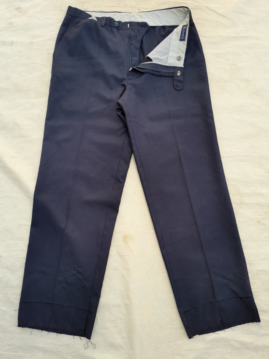 【関税・送料込み】BURBERRY PANTS BLUE WOOL PANTS Vintage Burberrys Pants Mens 36 Blue Wool Mix EU 46 in Made