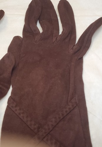 Guanti in rayon da donna vintage Fownes lunghezza avambraccio taglia 7 e 1/2. Marrone. anni 50-60 - Foto 3 di 9