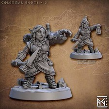 Golemmar Gnome D  Fantasy Miniature DnD Miniature RPG Tabletop Game Pathfinder