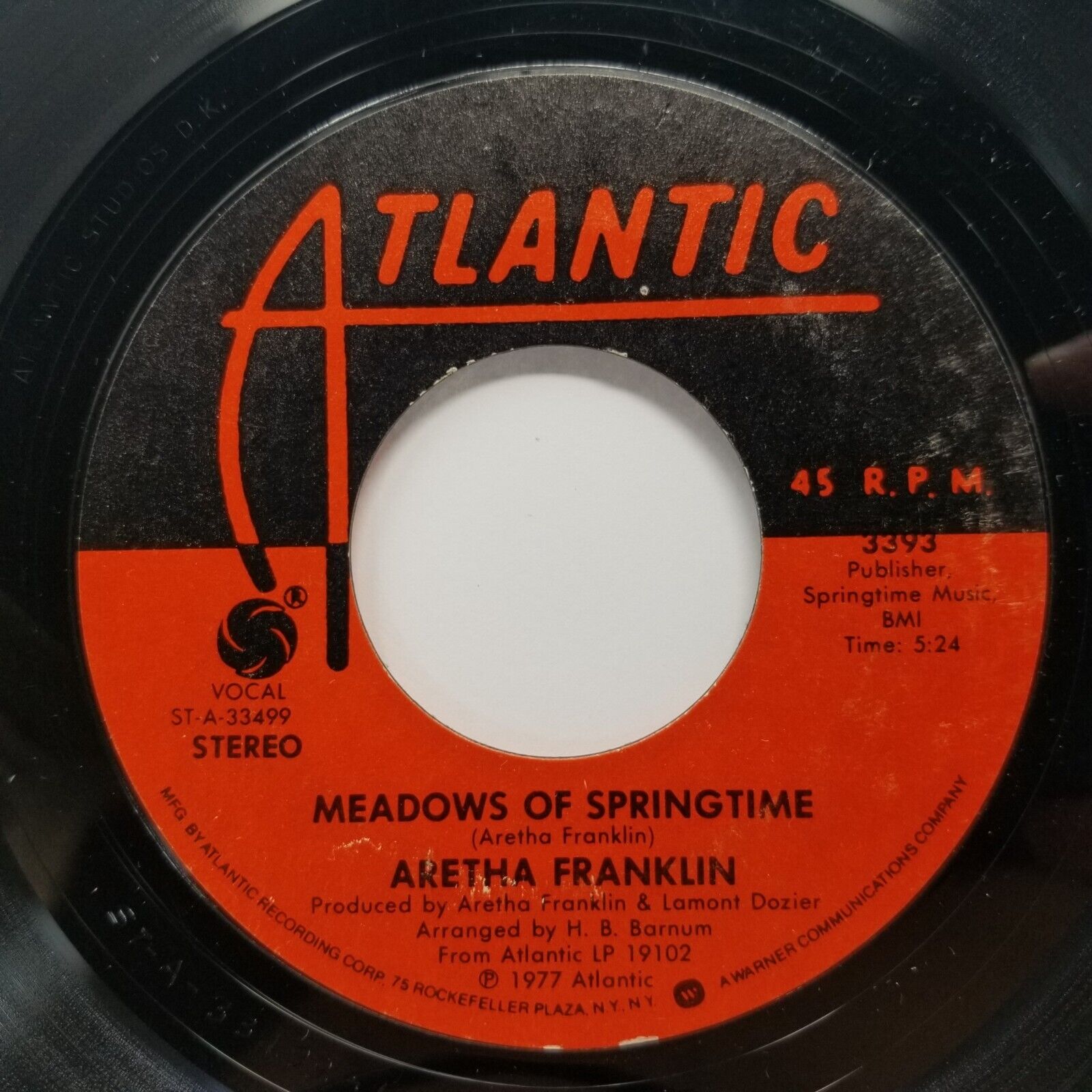 Aretha Franklin Break It To / Meadows of Springt R&B Soul 45rpm 7" Vinyl Record