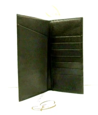 Paul Stuart Leather Travel Wallet and Ticket Holder 9x4" Brown $265