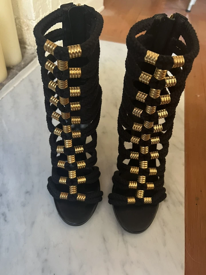 Balmain x H&M Black high heel sandal pumps size 38 US8 as seen on runway - Image 3 of 4