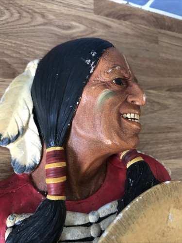Large BOSSONS Head - CHEYENNE Native American Indian Chalkware Head Wall Plaque - Picture 3 of 7